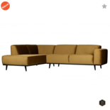 BEPUREHOME - Statement Fluweel Honing Geel - Hoekbank links