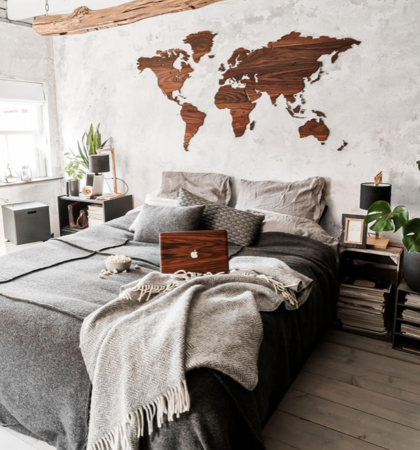 HOUTEN WERELDKAART - Walnoot