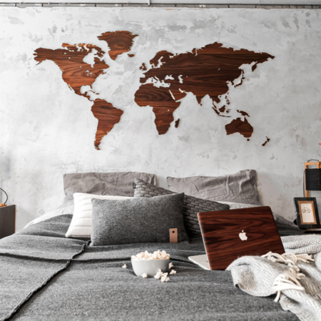 HOUTEN WERELDKAART - Walnoot