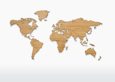 HOUTEN WERELDKAART - Eiken