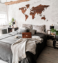 HOUTEN WERELDKAART - Walnoot 