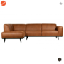 BEPUREHOME - Statement Eco leer Cognac - Hoekbank links